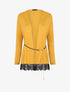 Gilet en maille fine à bords en dentelle - Jaune - 1