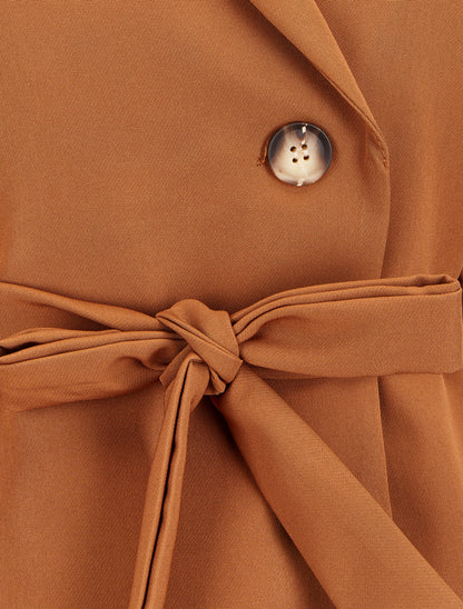 Blazer sans manches avec ceinture - Camel - 3