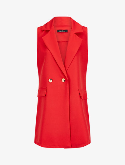 Veste style blazer sans manches - Rouge - 1
