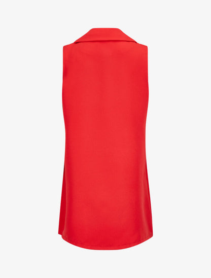 Veste style blazer sans manches - Rouge - 2