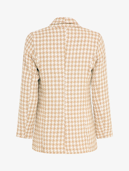 Veste effet tweed à imprimé pied de poule - Beige - 2
