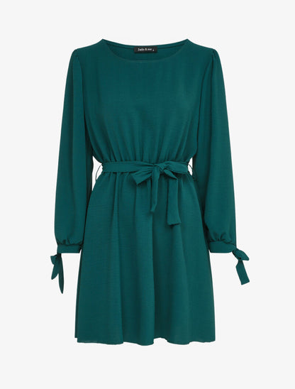 Robe patineuse à poignets à liens à nouer - Bleu canard - 3