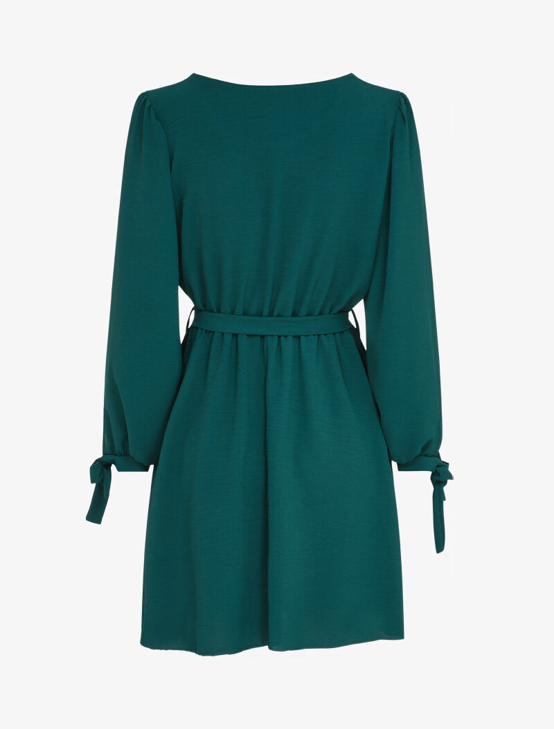 Robe patineuse à poignets à liens à nouer - Bleu canard - 2