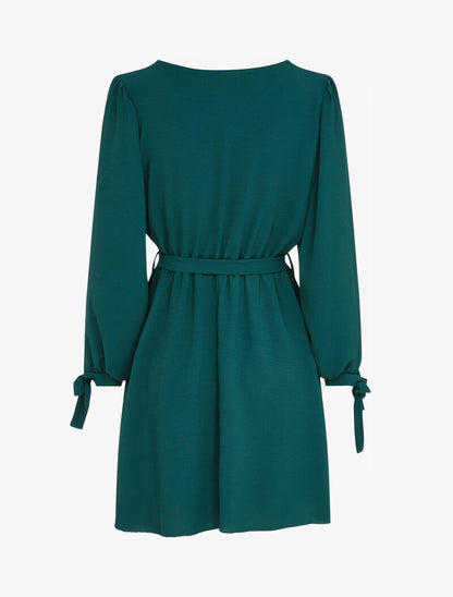 Robe patineuse à poignets à liens à nouer - Bleu canard - 2