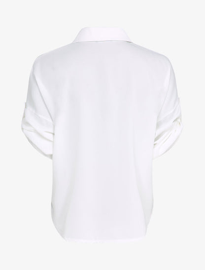 Chemise à manches rabattables style kimono - Blanc - 2