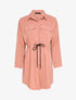 Robe chemise à liens de serrage - Rose poudré - 1