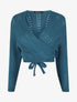 Gilet cache-coeur court en maille ajourée - Bleu - 4