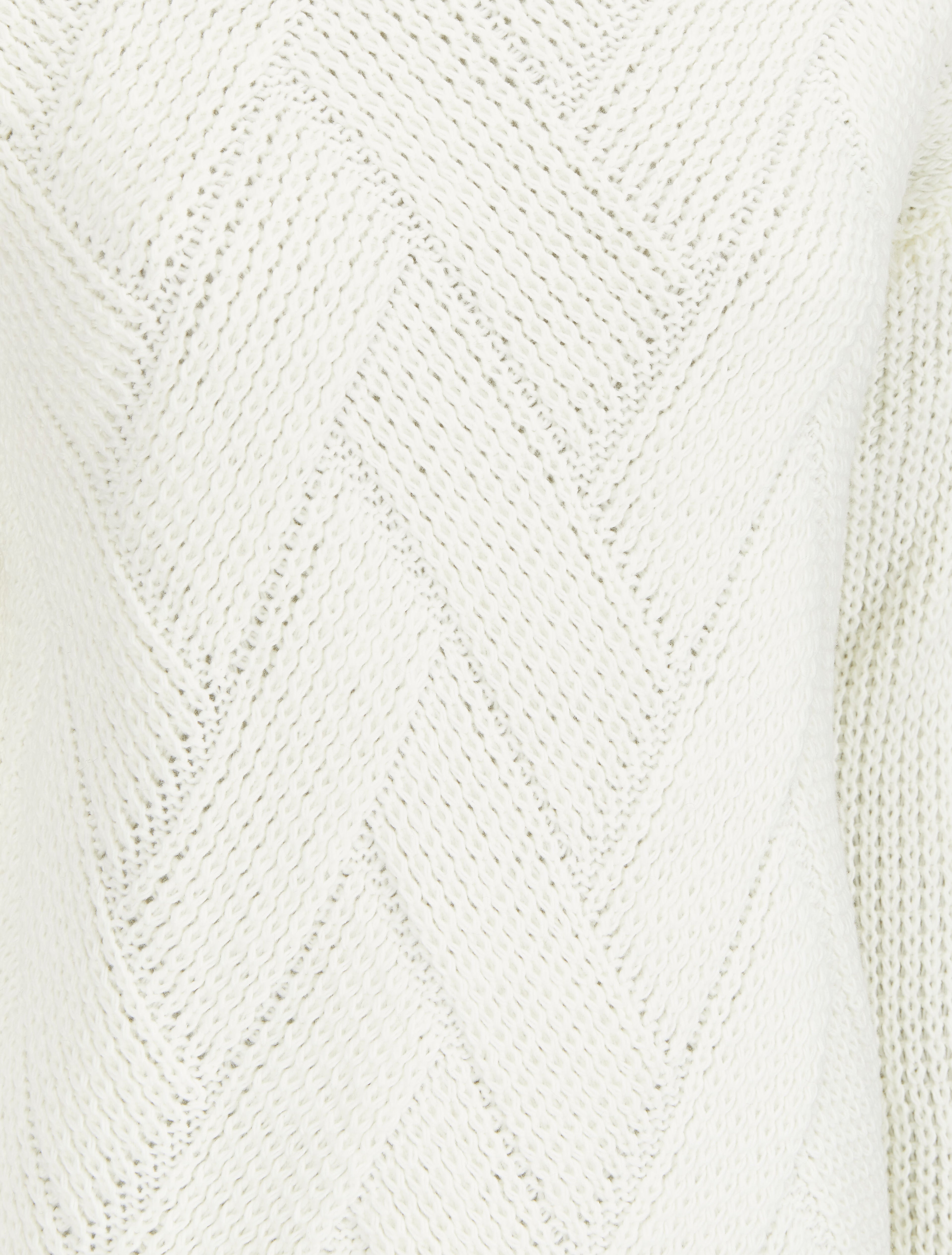 Pull à col bateau en maille effet entrelacé - Blanc - 3