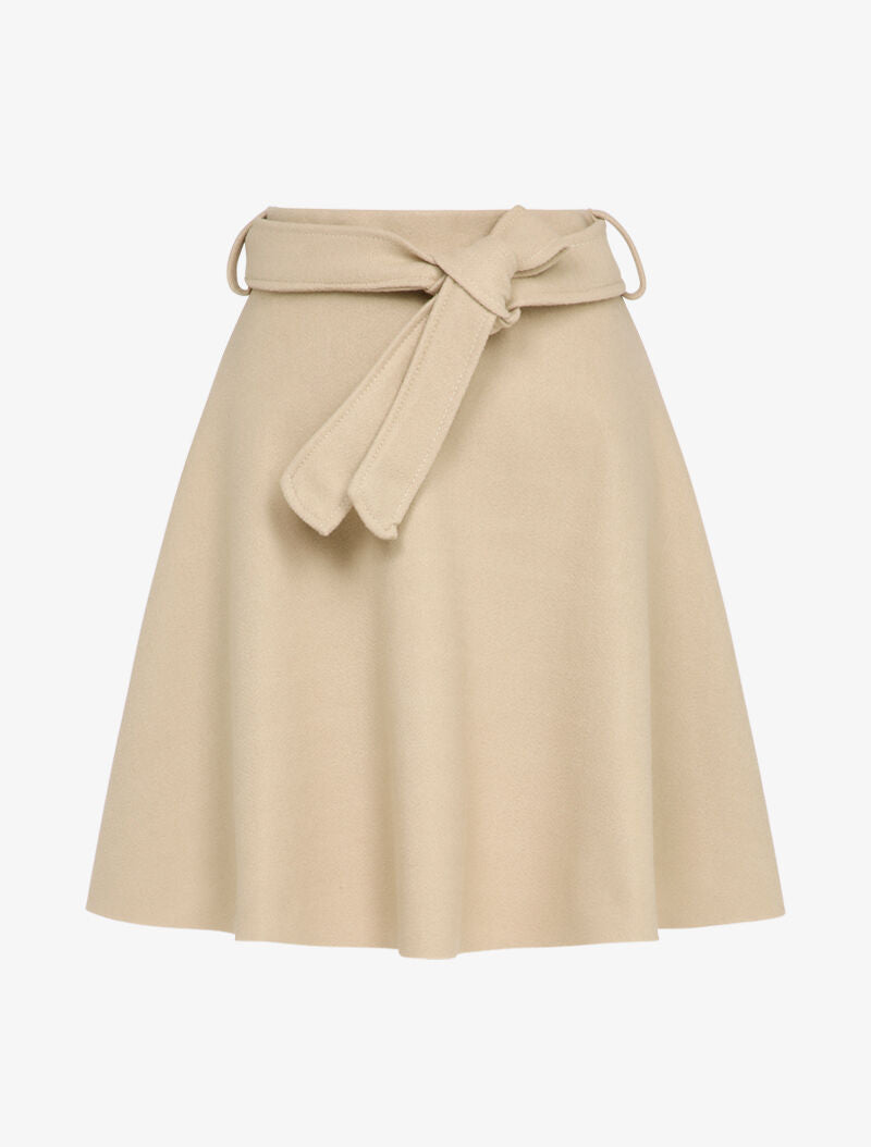 Jupe patineuse taille haute unie - Beige - 1