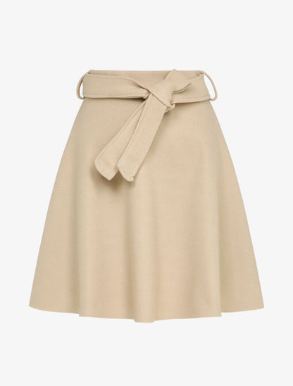 Jupe patineuse taille haute unie - Beige - 1