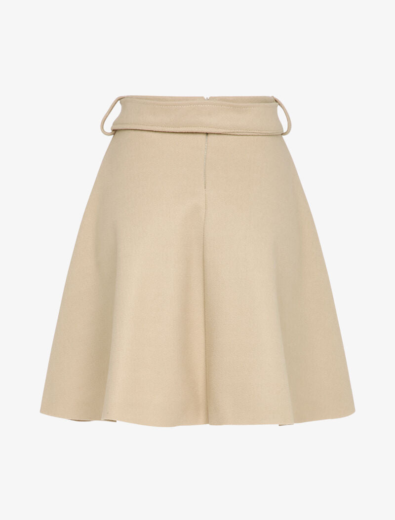 Jupe patineuse taille haute unie - Beige - 2