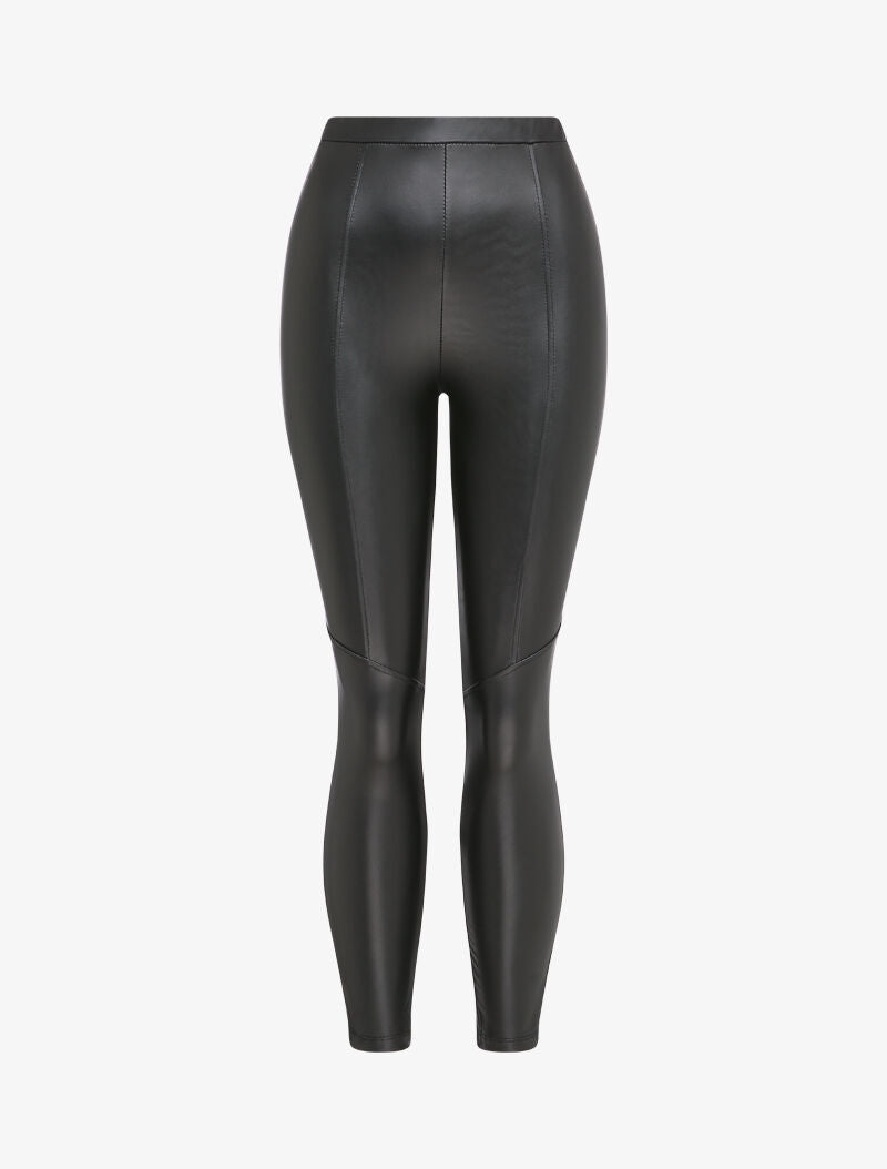 Legging ciré à coutures contrastantes - Noir - 1