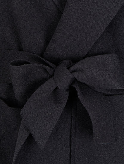 Manteau long ceinturé à capuche - Noir - 3