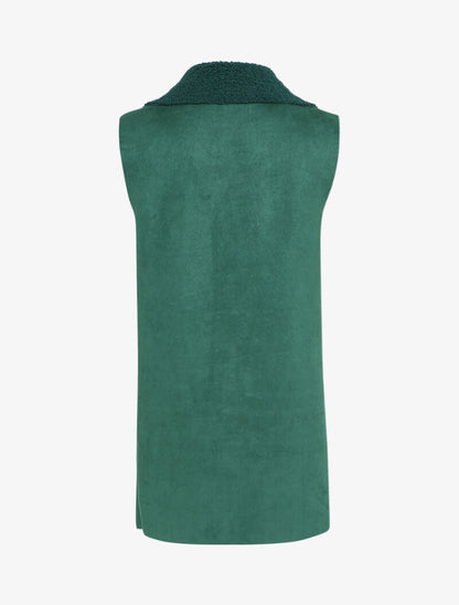 Veste sans manche style peau de mouton retournée - Vert sapin - 2