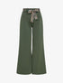 Pantalon flare élastiqué à ceinture style foulard - Vert olive - 1