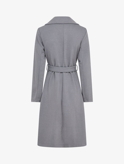 Manteau long ceinturé en feutrine striée - Gris - 2