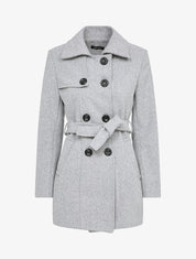 Manteau croisé et ceinturé - Gris clair - 4