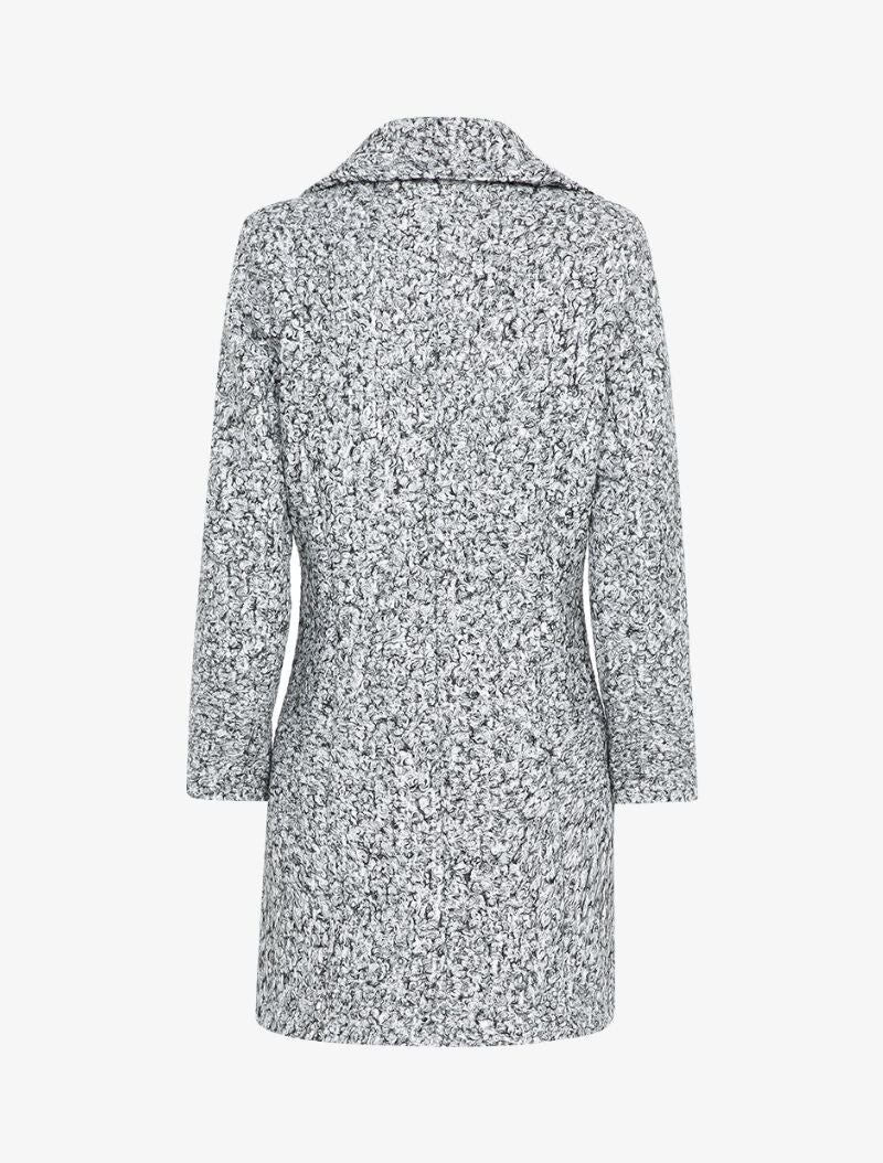 Manteau mi-long à pans croisés effet laine bouclée - Gris chiné - 2
