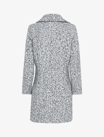 Manteau mi-long à pans croisés effet laine bouclée - Gris chiné - 2