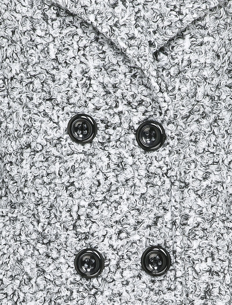 Manteau mi-long à pans croisés effet laine bouclée - Gris chiné - 3