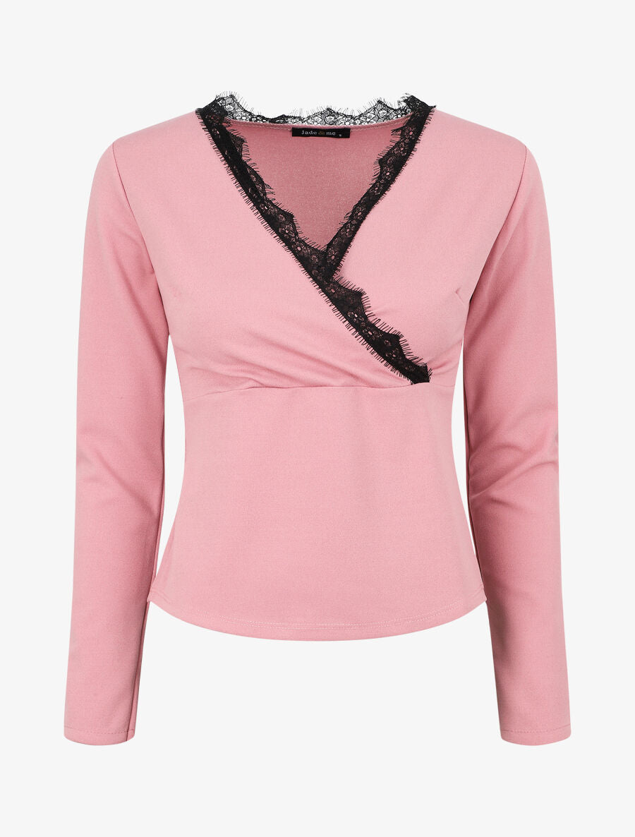 Top cache-coeur à dentelle - Rose - 1