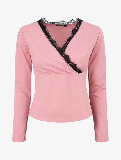 Top cache-coeur à dentelle - Rose - 1