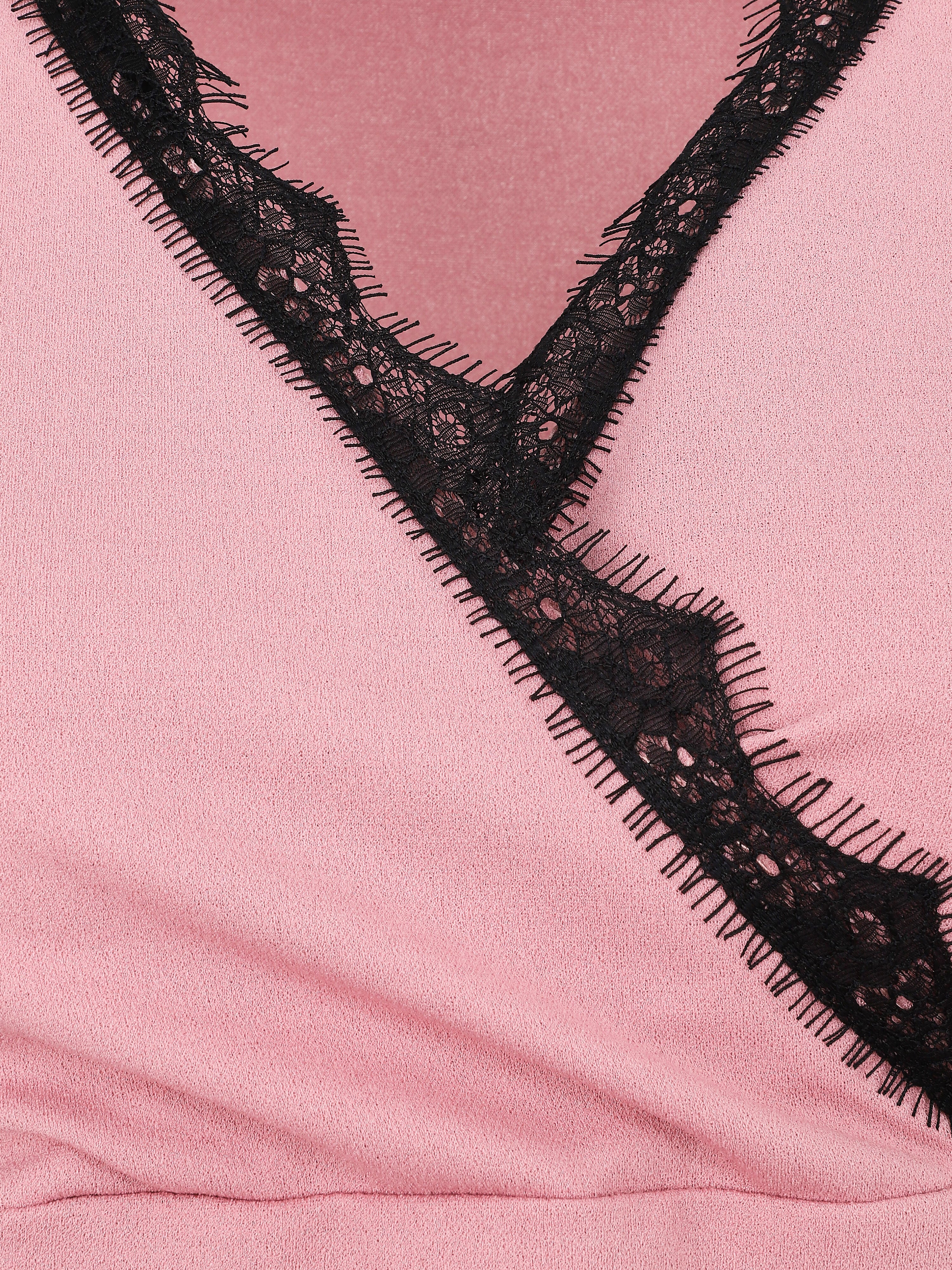 Top cache-coeur à dentelle - Rose - 3
