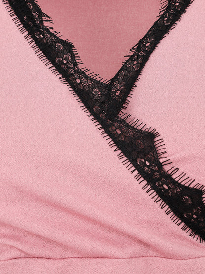 Top cache-coeur à dentelle - Rose - 3