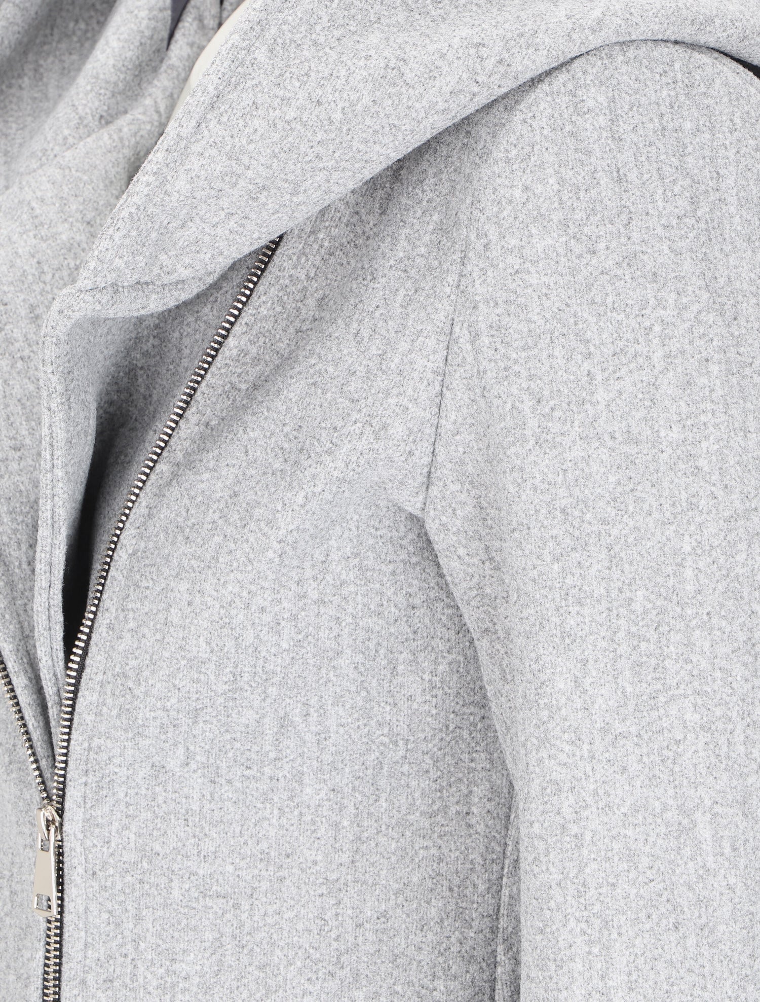 Manteau à capuche et à zip asymétrique - Gris clair - 3