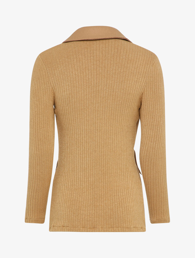 Veste en feutrine et maille côtelée - Camel - 2