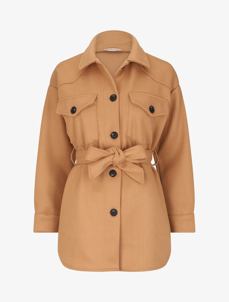 Manteau oversize à poches poitrine - Camel - 1