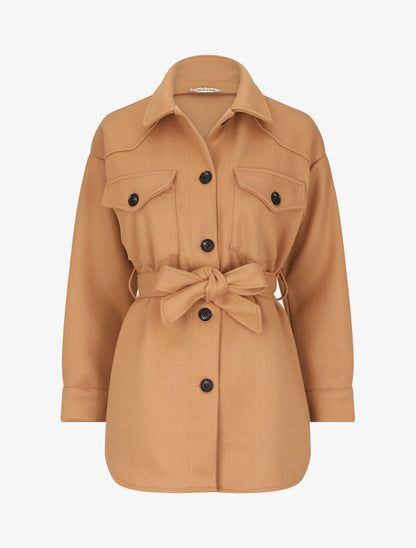 Manteau oversize à poches poitrine - Camel - 1