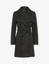 Manteau long droit avec ceinture - Noir - 1