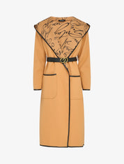 Manteau long à capuche et doublure à messages - Camel - 1