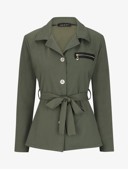 Chemise ajustée à boutons stylisés - Kaki - 1