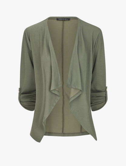 Veste asymétrique à manches rabattables - Kaki - 1