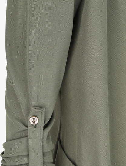 Veste asymétrique à manches rabattables - Kaki - 3