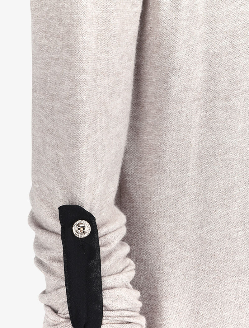 Gilet long à encolure en voile - Beige - 3