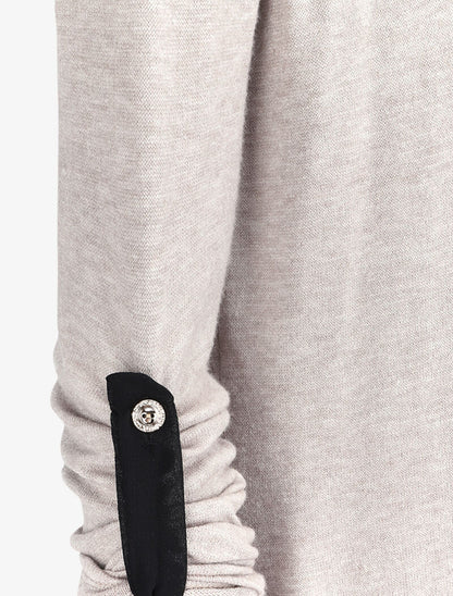 Gilet long à encolure en voile - Beige - 3