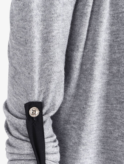 Gilet long à encolure en voile - Gris chiné - 3
