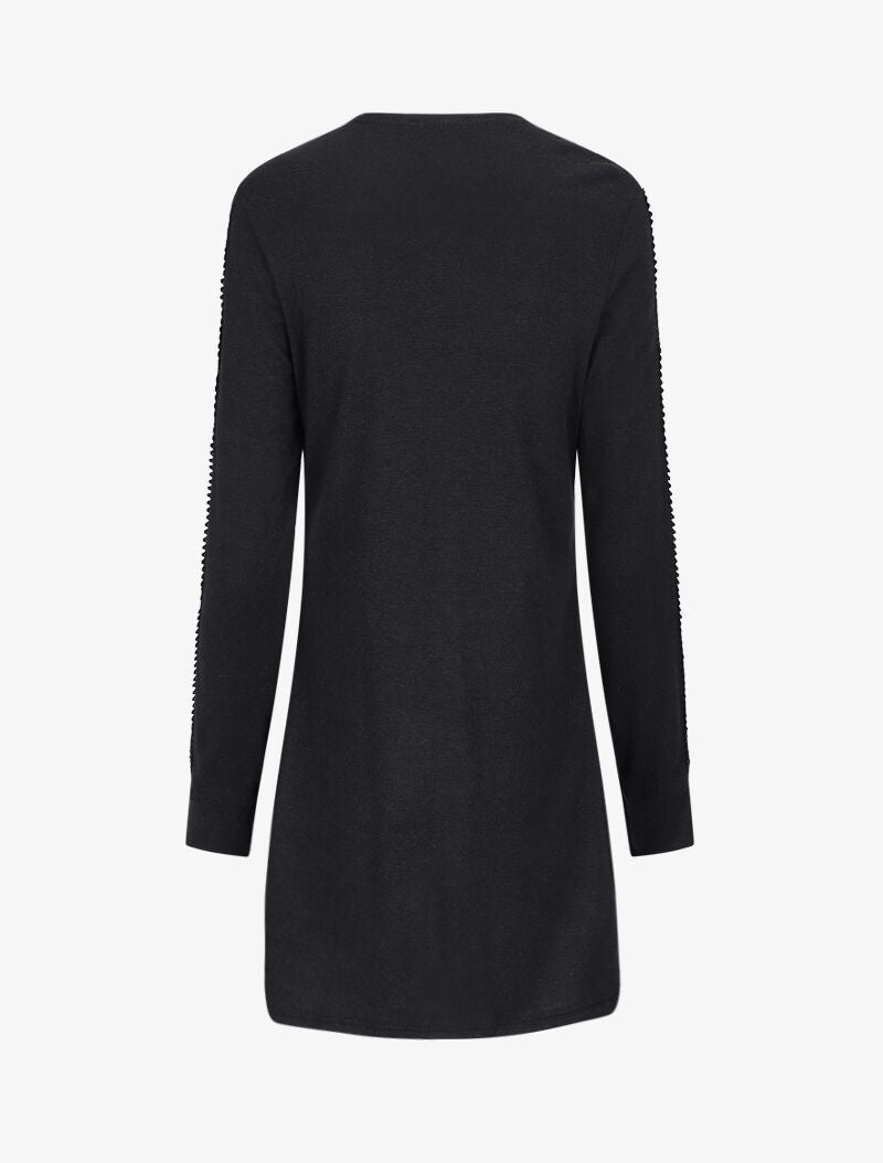 Gilet à manches en dentelle ajourée et perlées - Noir - 2