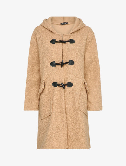 Duffle coat en maille bouclette - Camel - 4