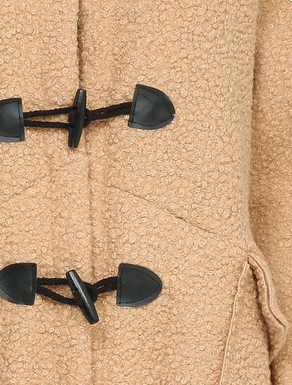 Duffle coat en maille bouclette - Camel - 3