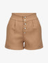Mini short taille haute à boutons dorés - Camel - 1