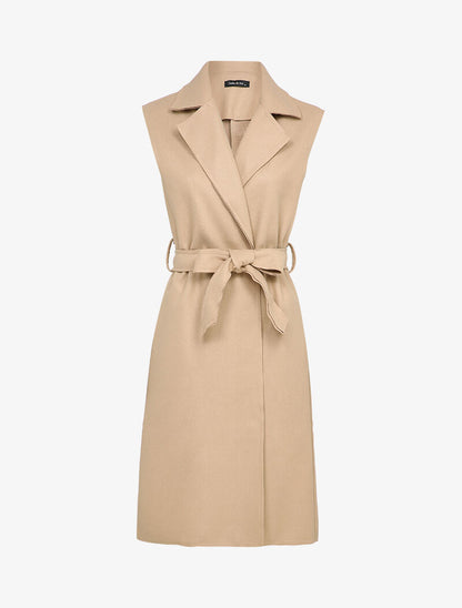 Veste mi-longue sans manches - Beige - 3