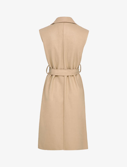 Veste mi-longue sans manches - Beige - 2