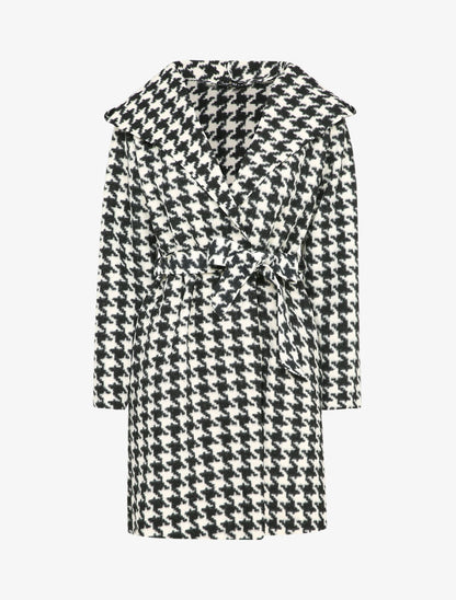 Manteau à capuche imprimé pied de coq - Noir/blanc - 1
