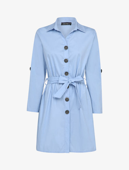 Robe chemise ceinturée - Bleu ciel - 1