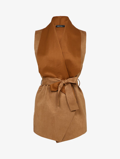Veste en suédine sans manches - Camel - 4
