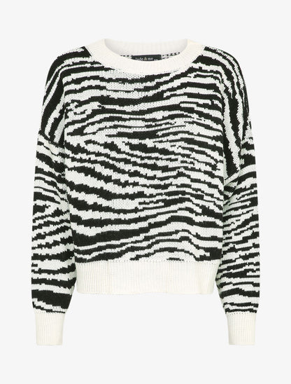 Pull court à imprimé zèbre - Blanc - 5